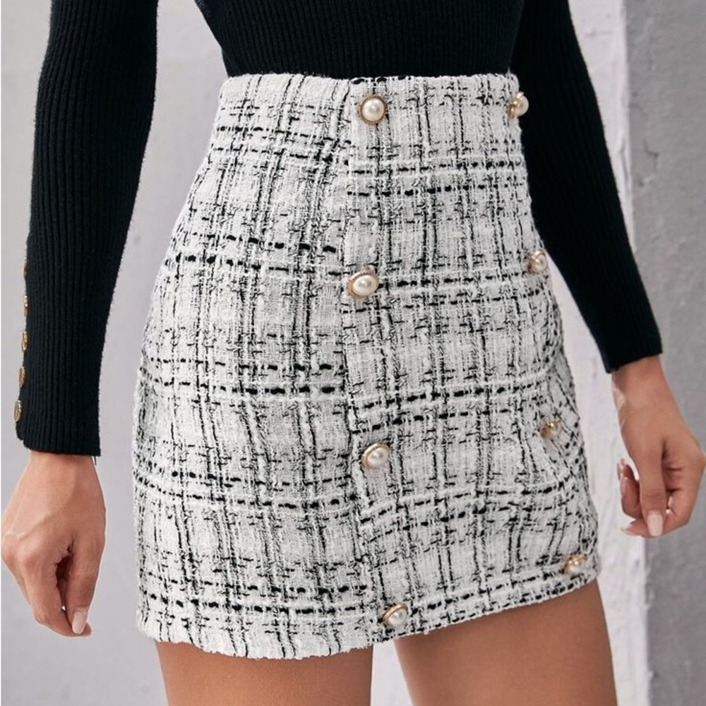Black and White tweed skirt